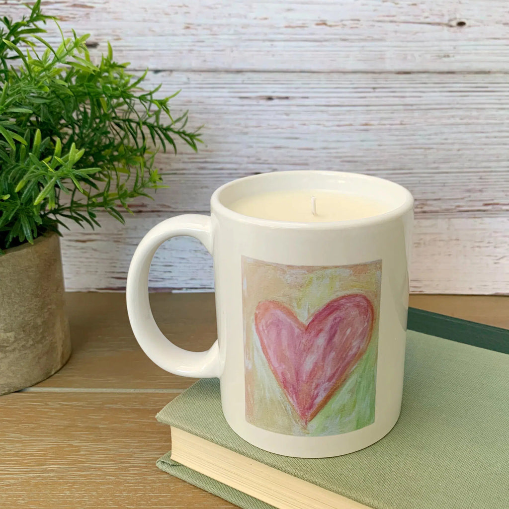 Pink Heart Mug Candle - Artwork by ShaneTarkingtonArt