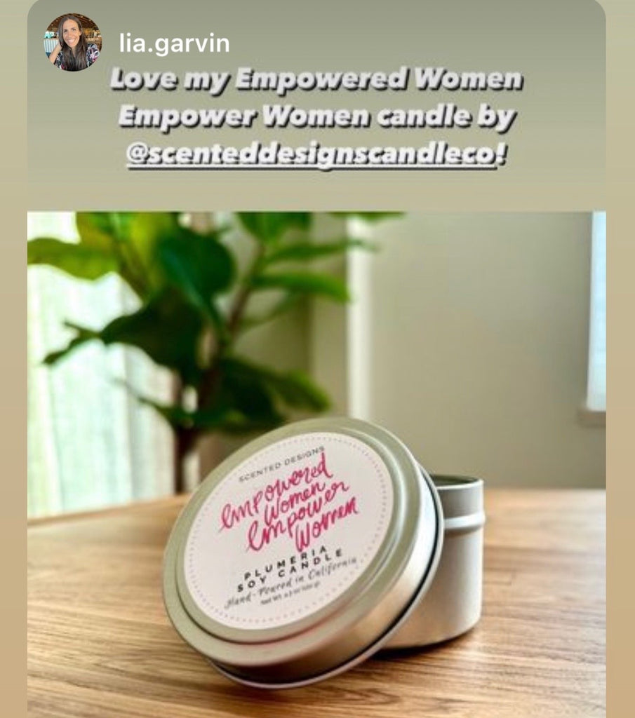 plumeria scented candle for women's month. happy customer photo of candle