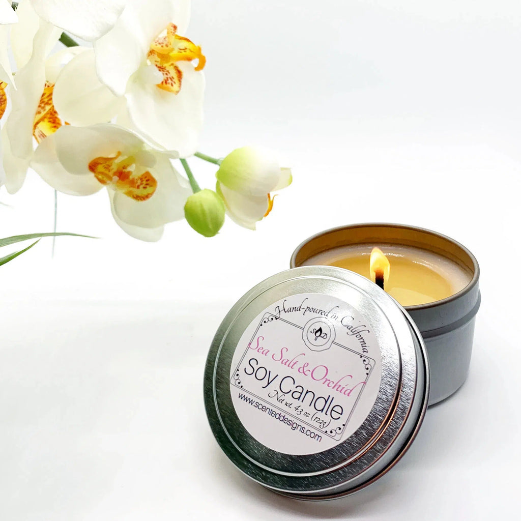 Sea Salt and Orchid Soy Candle | Travel Tin